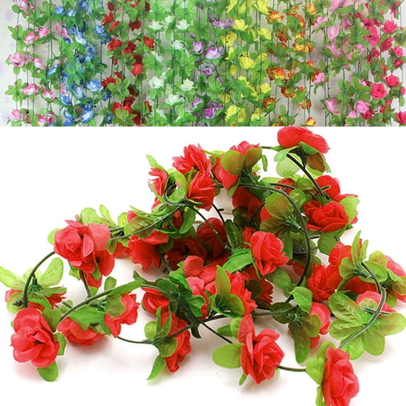 Cheers US 10Packs Flower Garland Fake Rose Vine Artificial Flowers Hanging Rose Ivy Hanging Baskets Wedding Arch Garden Background Decor