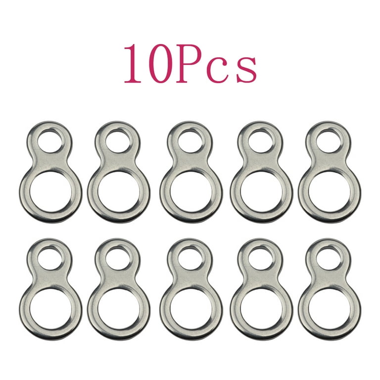 Cheers.US 10Pcs 8 Solid Ring 2 Holes Fishing Split Rings Stainless Steel  Solid Fishing Figure Jigging Rings Lure Tackle Accessory 