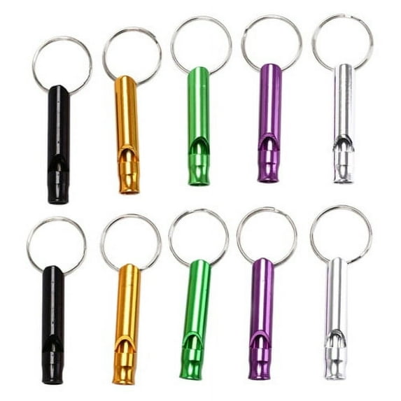 Cheers.US 10Pcs Extra Loud Emergency Whistle Keychain Camping Survival Whistle, Aluminum Alloy Whistle Key Chain for Camping Hiking Hunting Outdoors Sports