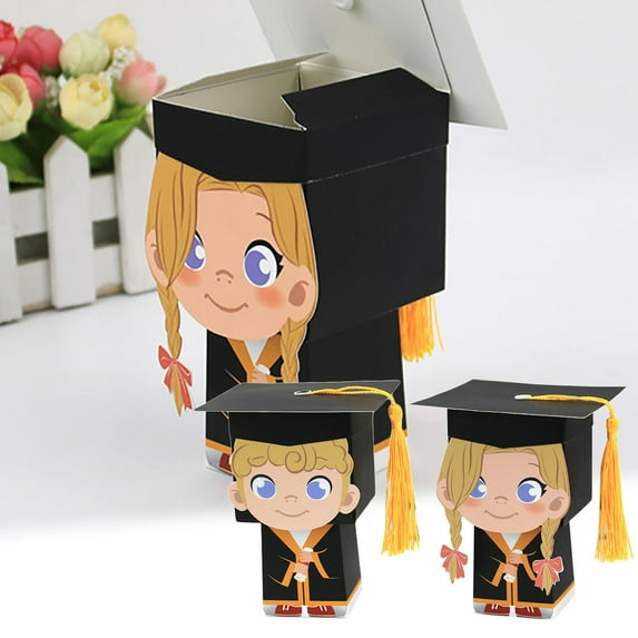 Cheers US 10Pcs Graduation Decorations Graduation Gift Box Graduation Candy Boxes Chocolate Box DIY Grad Cap Box for Graduation Gift Graduation Party Favors Decor Party Supplies