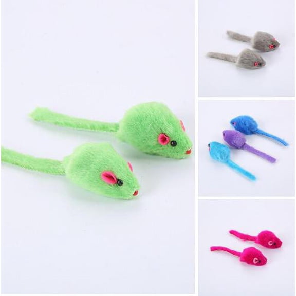 Cheers.US 10Pcs Mixed Color Fake Plush Mouse Pet Cats Teaser Sound Squeaky Chewing Toy,Mouse Shape, Lifelike, Chewing Toy, Built-in Rock