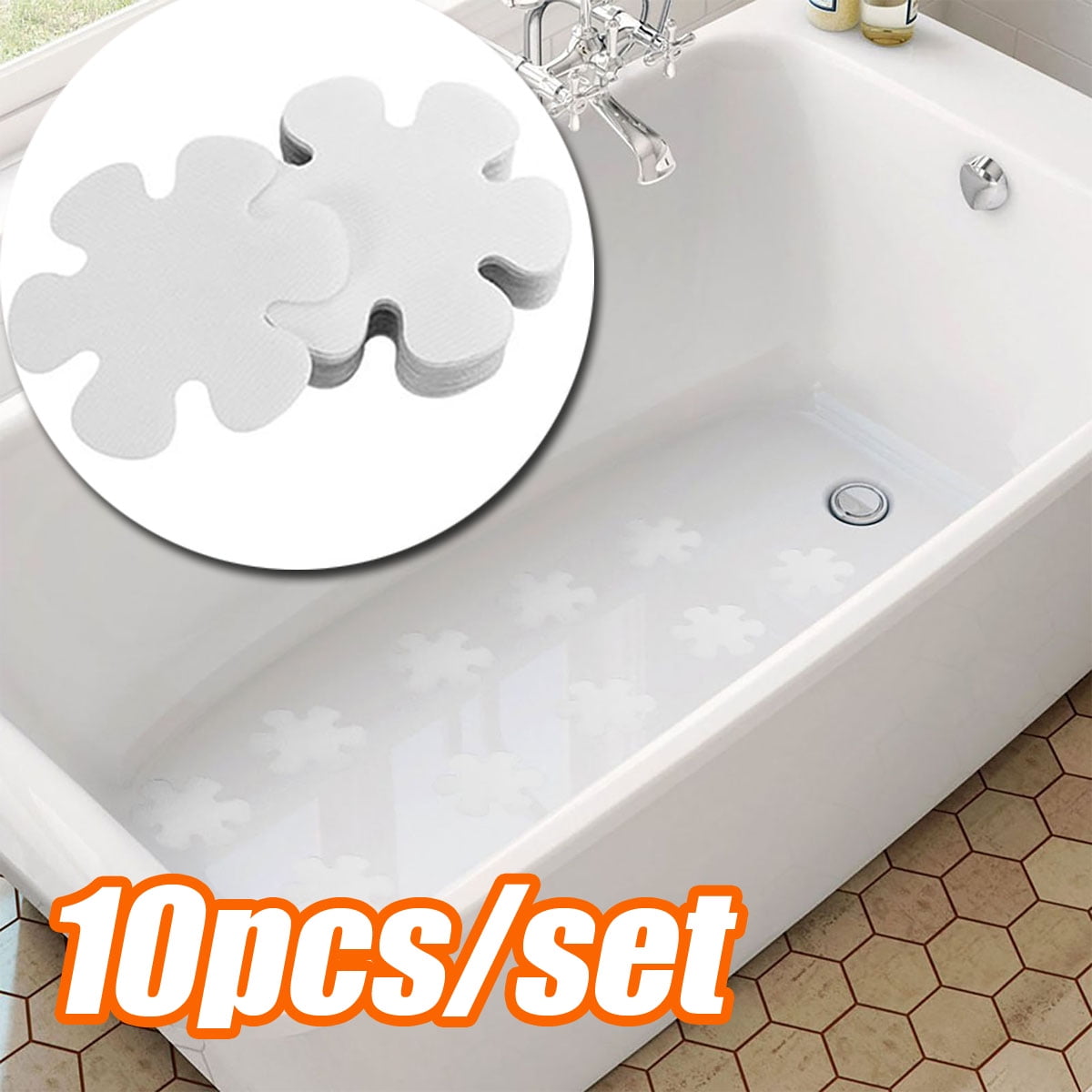 Cheers US 10Pcs NonSlip Bathtub Stickers Adhesive Flower Print Bath