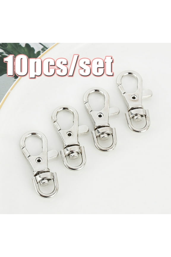 10Pcs Portable Shapenty Metal Swivel Lobster Claw Clasps Clip Lanyards Snap Hooks for Key Ring Keychain DIY Craft