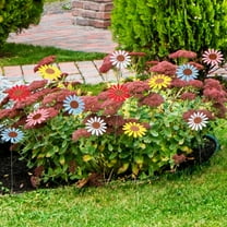 Cheers US 10Pcs/Set Flower Garden Stakes Decor Outdoor Metal Colorful Sunflowers Shaking Head Yard Art Rust Proof Metal Flower Stick Indoor Outdoor Pathway Patio Lawn Decorations