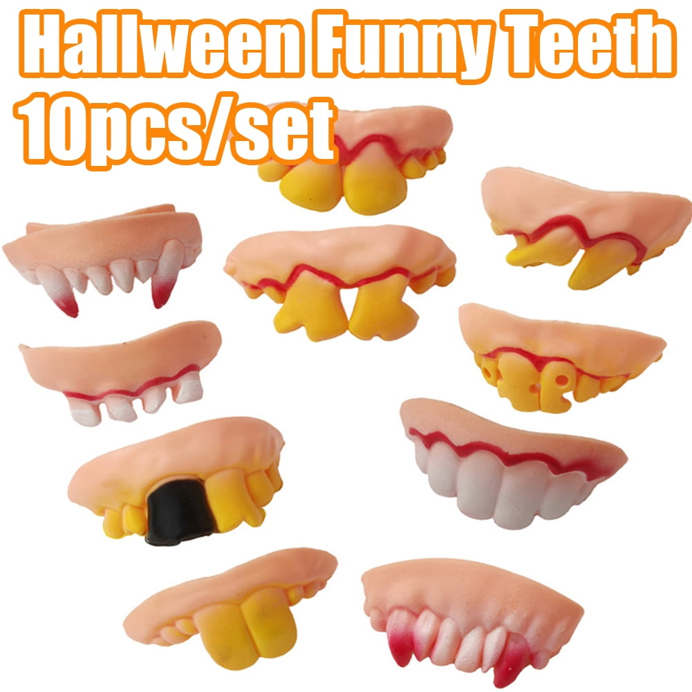 Cheers US 10Pcs/Set Funny Rubber Fake Teeth Denture Ugly Gag False