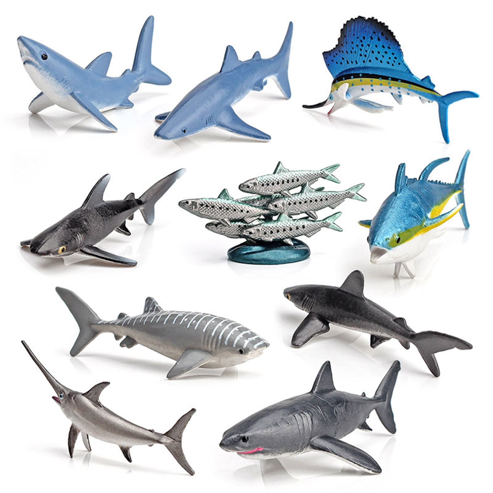 Cheers US 10Pcs Set Shark Sea Life Action Figure Ocean Model Toy Set Educational Role Play Swim Bath and Collectors for Kids Walmart