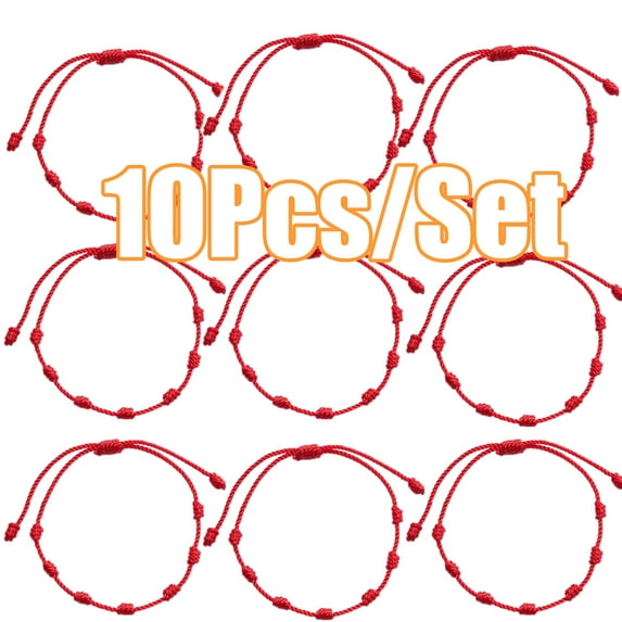 Cheers US 10Pcs Summer String Bracelets Red Bracelet Red Cord Bracelet Adjustable Kabbalah Red Knot String Bracelet Amulet for Evil Eye and Good Luck for Friendship