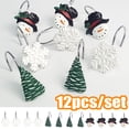 thumbnail image 1 of Cheers.US 12 Pcs/Set Christmas Decorative Shower Curtain Hooks, Snowman Grow Ornament Snowman, Snowflake, Christmas Tree Resin Curtain Rings, Xmas Bathroom Decor Shower Rings Rustproof, 1 of 7