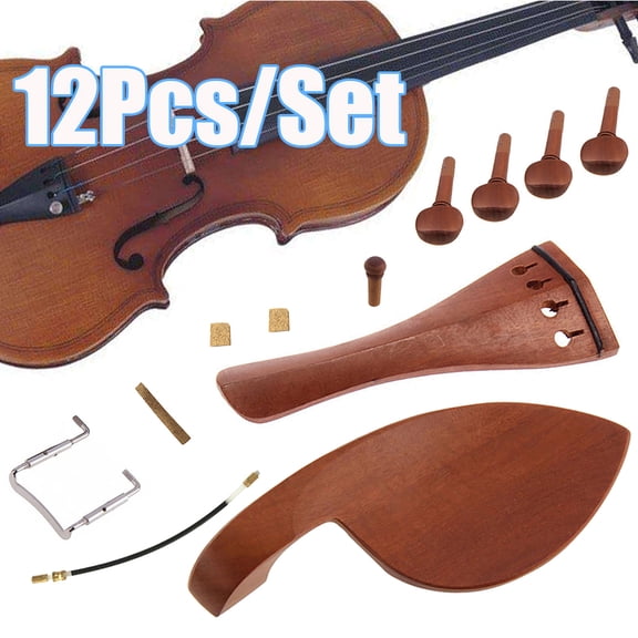 Cheers.US 12Pcs/Set 4/4 Violin Accessories Kit Replacement Parts Violin Fiddle Tuning Pegs Endpin Tailpiece Fittings Luthier Tools Set