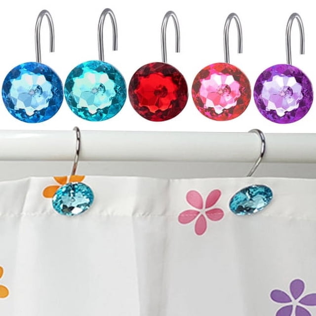 12pcs Mushroom Shower Curtain Hooks - Rustproof Stainless Steel Decorative Rings
