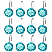 Cheers.US 12Pcs/Set Rhinestone Decorative Shower Curtain Hooks Rings Rust Proof Stainless Steel Rod Hangers Acrylic Crystal Decorative Shower Curtain Hooks for Bathroom