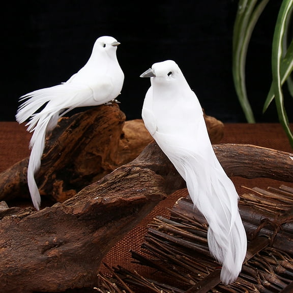 Cheers.US 12Pcs White Doves Ornaments Artificial Foam Feather White Birds Fake Doves Pigeon with Clip Simulation Figurines Miniatures DIY Craft for Wedding Party Home Decor Accessories