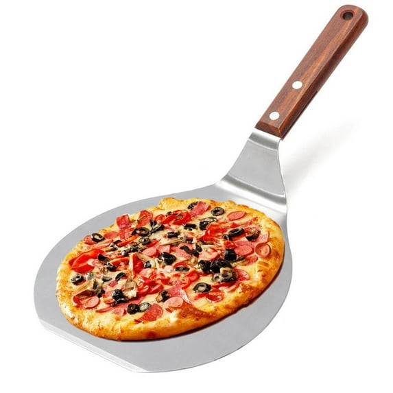 Cheers.US 13inch Stainless Steel Wide Spatula Turner with Strong Wooden Handle - Dishwasher Safe Pizza Peel Kitchen Utensil - Heavy Duty Oversized Metal Lifter for Grilling