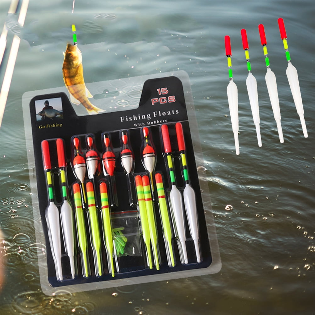 Cheers.US 15 Pcs Plastic Fishing Floats Night Lighted Fishing Bobbers Slip  Floats with Glowing Stick Tubes for Fishing 