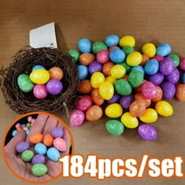 Cheers.US 184Pcs/Set Easter Egg Ornaments Multi-Color Glitter Mini-Eggs Foam, Easter Egg Lovely Cartoon Foam Glitter Easter Foam Egg for Celebration,Great Gifts for Boys and Girls