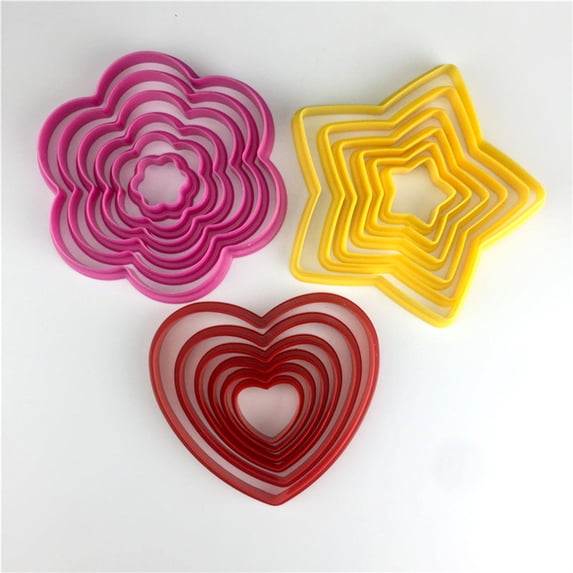Cheers US 18Pcs/Set Metal Cookie Cutters Set - Star Cookie Cutter Round Biscuit Cutter Heart Small Star Cookie Cutters Mini Flower Molds Cutter for Baking (Heart Flower Star Cookie Cutters)