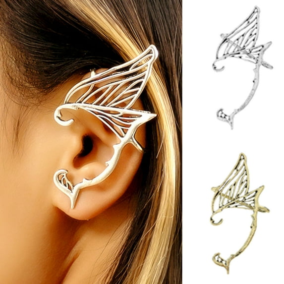 Cheers US 1Pc Chic Elf Ear Cuffs Pearl Wing Handcraft for Cosplay Elven Cuff Wrap Earrings for Elven Halloween Costume, Cosplay, Wedding