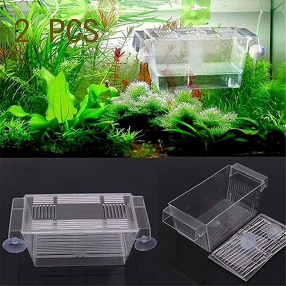 Cheers.US 2 PCS Aquarium Fish Tank Guppy Double Breeding Breeder Rearing Trap Box Hatchery,Plastic Cover Designed to Prevent Protect the Newborn Fish