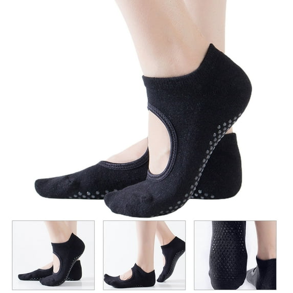Cheers.US 2 Pairs Non Slip Grip Yoga Socks for Women with Cushion for Pilates, Barre, Home