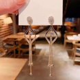 thumbnail image 1 of Cheers.US 2 Pairs Women Earrings Tassel Rhinestone Wedding Long Romantic Drop Earrings for Dating, 1 of 8