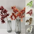 thumbnail image 1 of Cheers.US 2 Pcs Artificial Plants Fall Maple Leaves Stems Red Thanksgiving Fall Decor Silk Maple Leaf Branches Shrubs Bush Farmhouse for Christmas Decor Fireplace Home Table Centerpieces, 1 of 7
