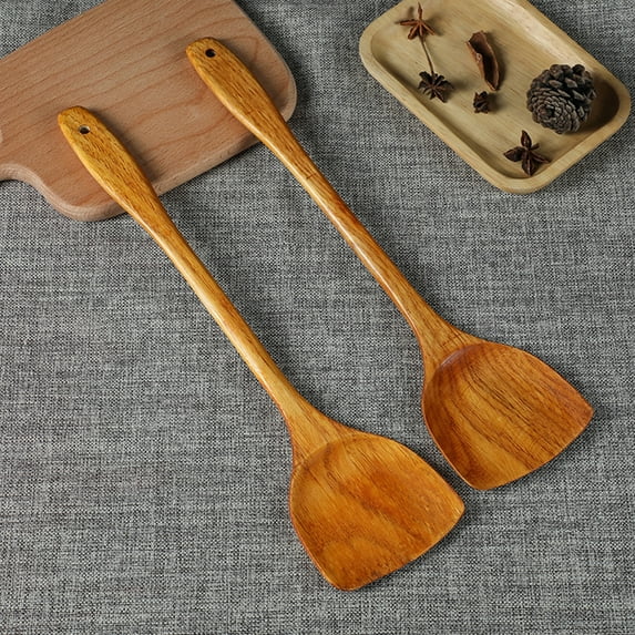 Cheers.US 2 Pcs Bamboo Spatulas for Nonstick Cookware, Extra Large Wooden Wok Turners, Wood Spoons for Cooking 2 Pack, Heat Resistant Kitchen Utensils Set, Flipper for Pancake Fish Egg
