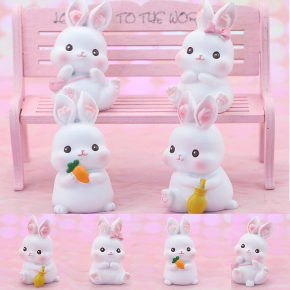 Cheers.US 2 Pcs Bunny Statue Yard Garden Decorations | Cute Rabbits Resin Animals Statues, Spring Decor, Look Great in Any Outdoor Living Space | Small Bunnies Can Also Be Used for Kitchen & Table