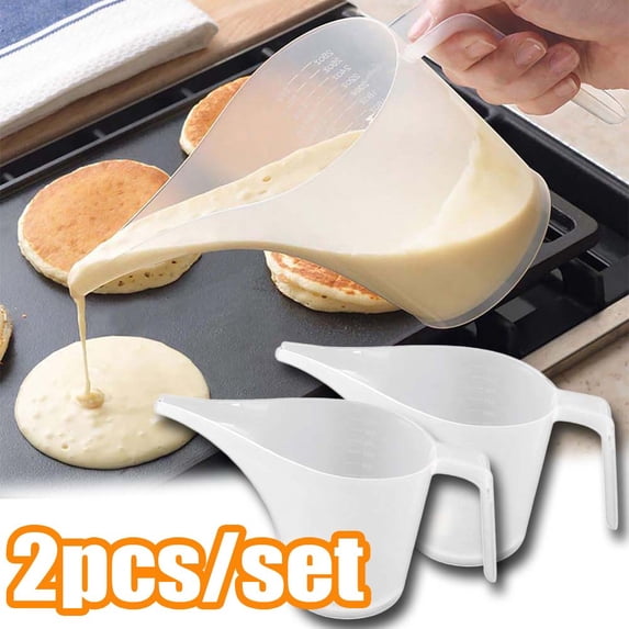 Cheers.US 2 Pcs Funnel Pitcher (1000ml) for Measuring, Easy Pour Measuring Cup with Funnel Spout, Filling Muffin Pans, Bake ware Molds, Salt Shakers, Spice Jars, Soap & Cakes Molds, Oils
