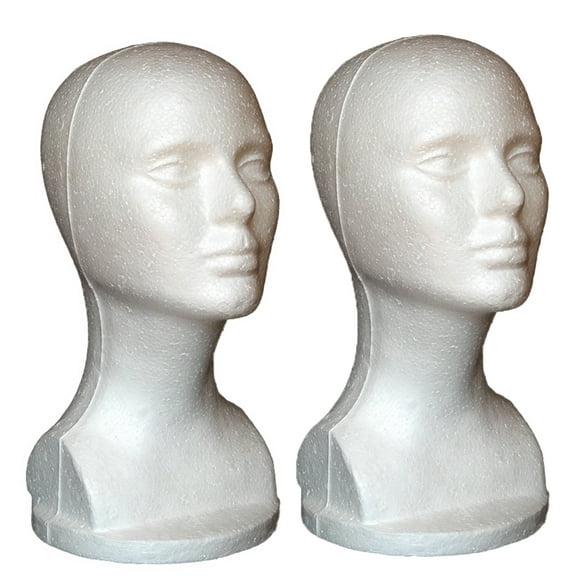 Cheers.US 2 Pieces/Set Female Wig Display Mannequin Head Stand Styrofoam Model Head Display Women's Hairpieces, Hats & Glasses Stand Manikin Head