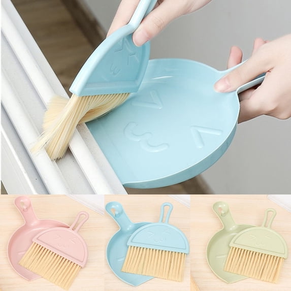 Cheers.US 2 Sets Mini Dustpan and Broom Set, Pet Cage Broom Brush Dustpan Desktop Sweep Cleaning Brush for Reptile, Hedgehog, Hamsters, Chinchilla, Guinea Pig, Rabbits and Other Small Animals