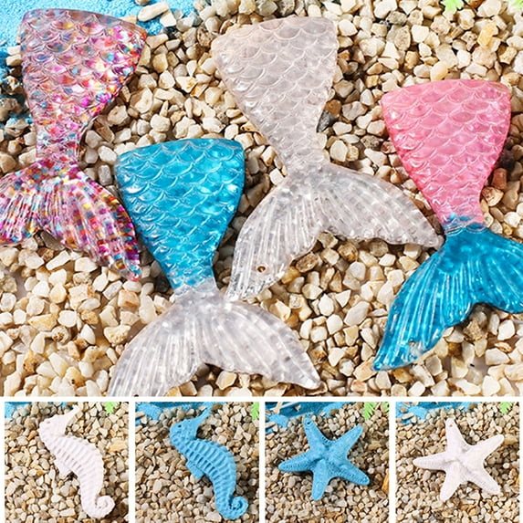 Cheers US 20Pcs Resin Starfish Assorted Resin Finger Starfish Sand Dollar Seahorse Seashells Ocean Themed Hanging Ornaments with Rope for Wedding Party Decor Christmas Tree DIY Craft