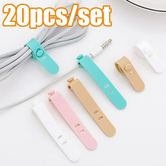 Cheers.US 20Pcs/Set Cable Tie Silicone Colorful Reusable Holder Strap Organizer Management for Fastening Cable Cords and Wires, Multipurpose Wire Ties And Cord Organizer Keeper