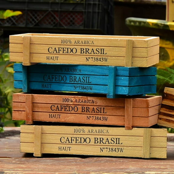 Cheers.US 22.5cm x 8.6cm x 5cm Blue Natural-Wood Rustic Planter Boxes with Durable Build