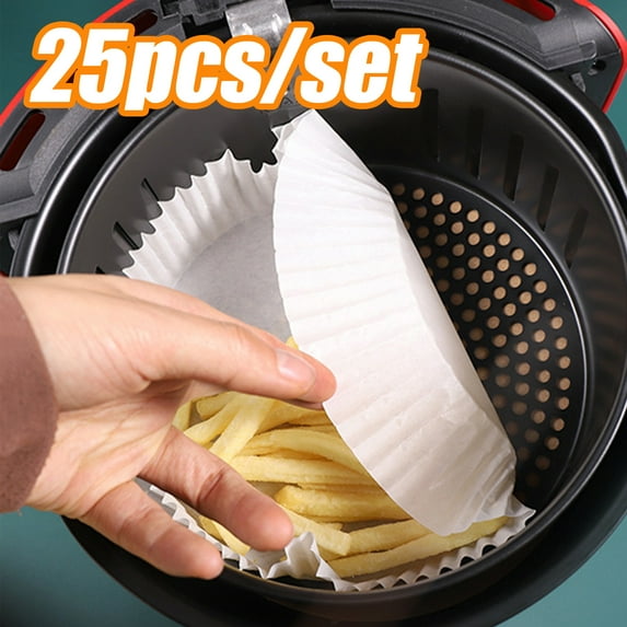 Cheers US 25Pcs Air Fryer Disposable Paper Liner, Non-Stick Wood Pulp Oil-proof Air Fryer Parchment Paper Liners,Round Cooking Paper for Air Fryer for Roasting Microwave