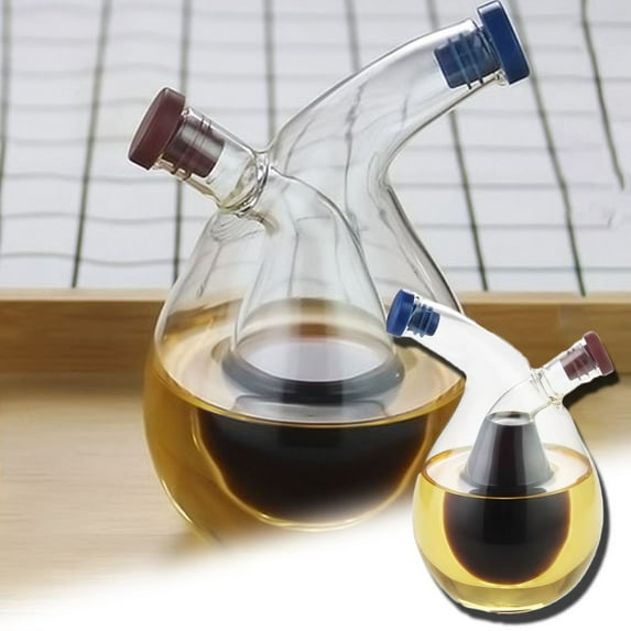 Cheers.US 280ml Clear Glass Olive Oil and Vinegar Dispenser Cruet Bottles Double Pourer Spout Stoppers for Cooking,A Beautiful Addition to Any Kitchen and Dinnerware