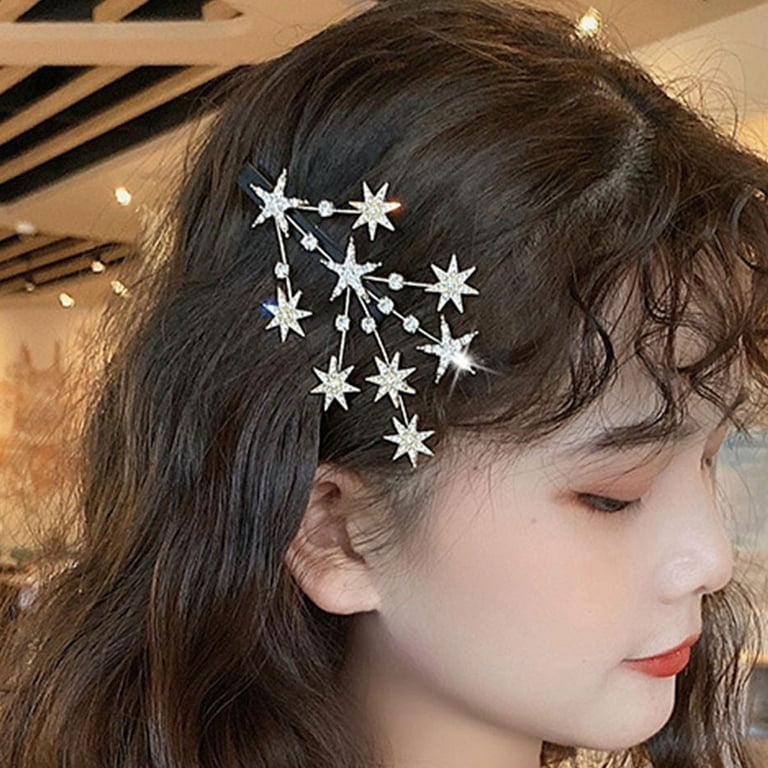 Cheers US 2Packs Crystal Star Hair Clip Barrette Rhinestone