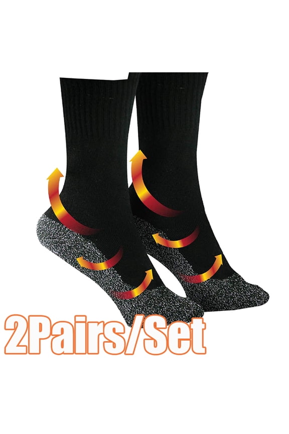 2Pairs/Set Men's Thermal Hiking Socks Winter Thicken Warm Aluminized Fiber Insulated Breathable Warm Socks