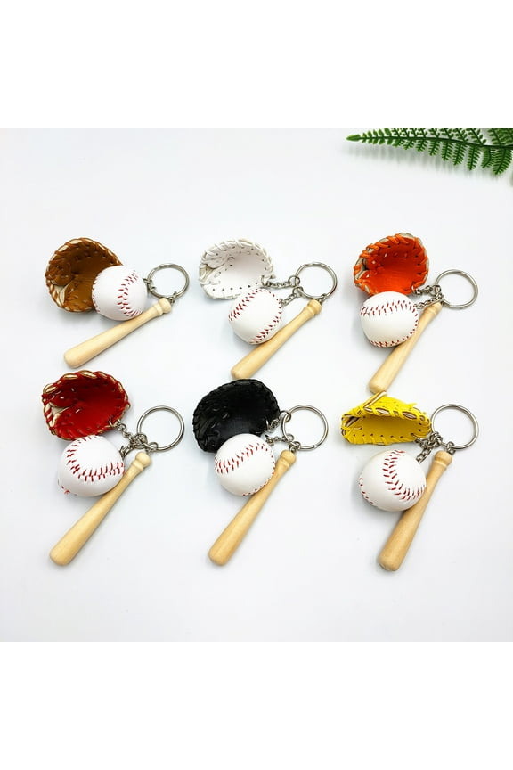 2Pcs Baseball Keychain Leather Key Holder Three-dimensional Pendant Decorations Creative Key Ring