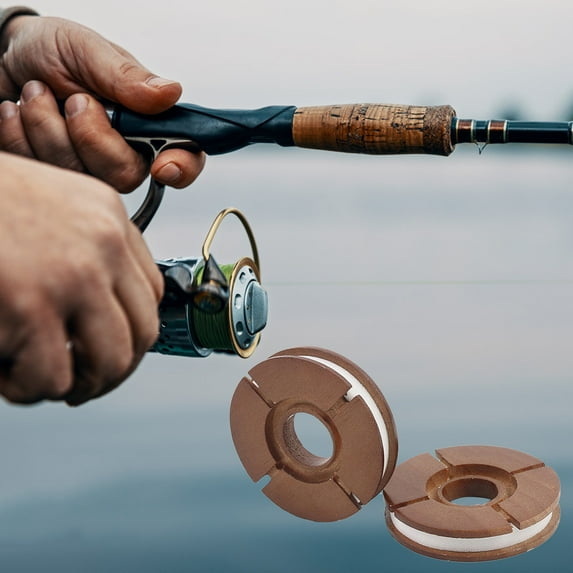 Cheers.US 2Pcs Fishing Line Spool Anti-wear Surface High Strength Wooden Fishing Line Spools Circular Winding Plate Fishing Tackle Tool