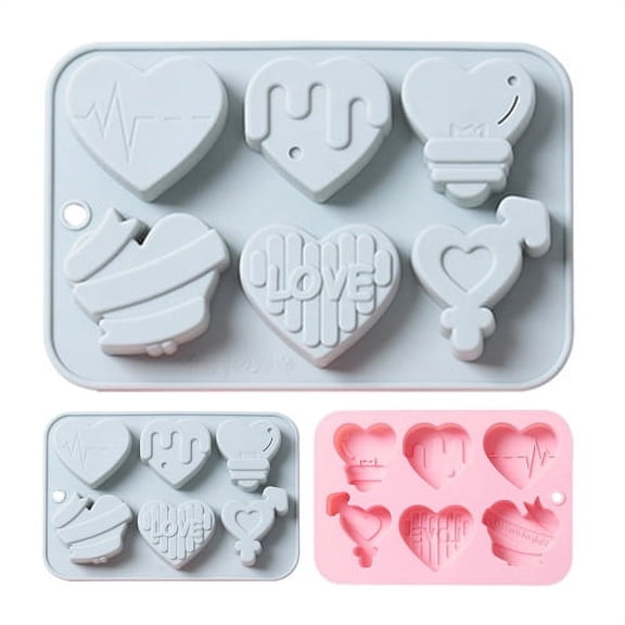 Cheers.US 2Pcs Heart Shape Silicone Molds Valentines Chocolate Candy Molds Baking Jelly Mold for Party Cake Decoration