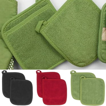 Cheers US 2Pcs Pot Holders with Pocket- Soft Cotton Hot Pads with Non-Slip Silicone Grip and Hanging Loop - Heat Resistant Kitchen Potholders Trivet Mats for Hot Pots Pans Oven