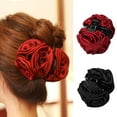 thumbnail image 1 of Cheers.US 2Pcs Ribbon Silk Chiffon Rose Flower Large Bows Plastic Hair Claw Clips Jaw Barrettes Grips Clamps Clasps Pins Decorative Buns Twist Hair Up Fancy Accessories, 1 of 7