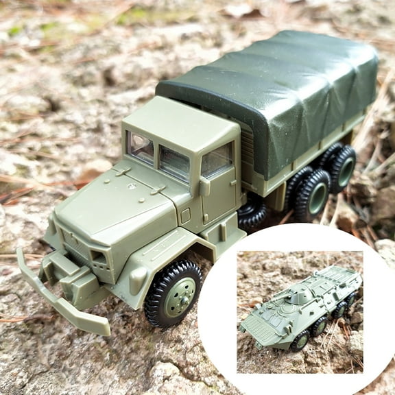 Cheers.US 2Pcs/Set 1/72 M35 Truck BTR-80 Cavalry Carrier Model DIY Assembly Craft Kids Toy Army Truck Toy with Doors - Heavy Duty Plastic Military Vehicle Toy for Kids & Children