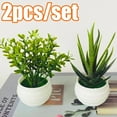 thumbnail image 1 of Cheers.US 2Pcs/Set Artificial Potted Plants Mini Fake Plants, Small Plant Potted Faux Rosemary Green Decorative Plant with Plastic White Pot for Home Decor, Indoor, Office, Desk, Shelf, 1 of 8