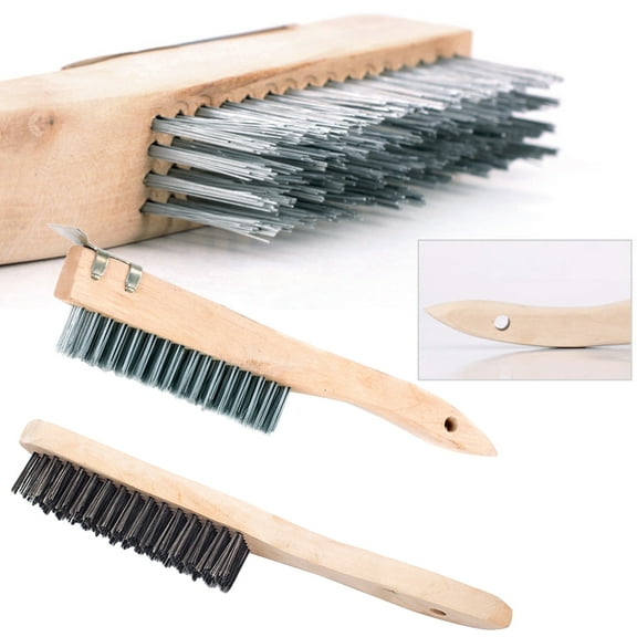 Cheers US 2Pcs/Set Brass Brush,Soft Brass Bristle Wire Brush,Stainless Steel Wire Scratch Brush for Cleaning Rust with Long Beechwood Handle,Large