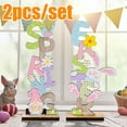thumbnail image 1 of Cheers US 2Pcs/Set Easter Centerpiece Table Decorations Spring Decor Decoration Farmhouse Hello Sign Wooden Tabletop Top -Craft Ornament Centerpiece for Home Office Farmhouse, 1 of 7