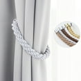 thumbnail image 1 of Cheers US 2Pcs/Set Magnetic Curtain Tiebacks Modern Handmade Weave Rope Curtain Holdbacks Convenient Decorative Curtain Drape Tie Backs for Home and Office Window Drapery, 1 of 7