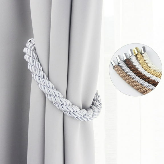 Cheers US 2Pcs/Set Magnetic Curtain Tiebacks Modern Handmade Weave Rope Curtain Holdbacks Convenient Decorative Curtain Drape Tie Backs for Home and Office Window Drapery