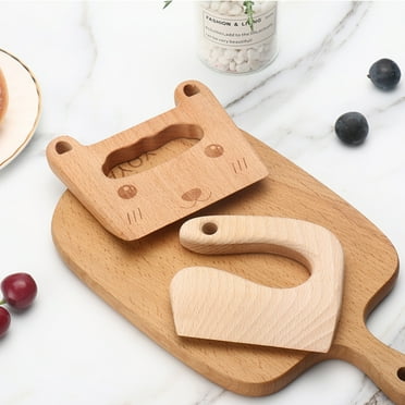 Cheers US 2Pcs/Set Wooden Kids Knife for Cooking, Children's Safe Knives Wooden Kids Knife for Cooking and Cutting