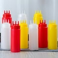 thumbnail image 1 of Cheers.US 3 Pcs/Set Plastic Squeeze Squirt Condiment Bottles with Twist on Cap Lids - Top Dispensers for Ketchup Mustard Mayo Hot Sauces Olive Oil - Bulk Clear BPA Free BBQ, 1 of 7